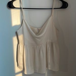 AE Cream Peplum Silky Top
